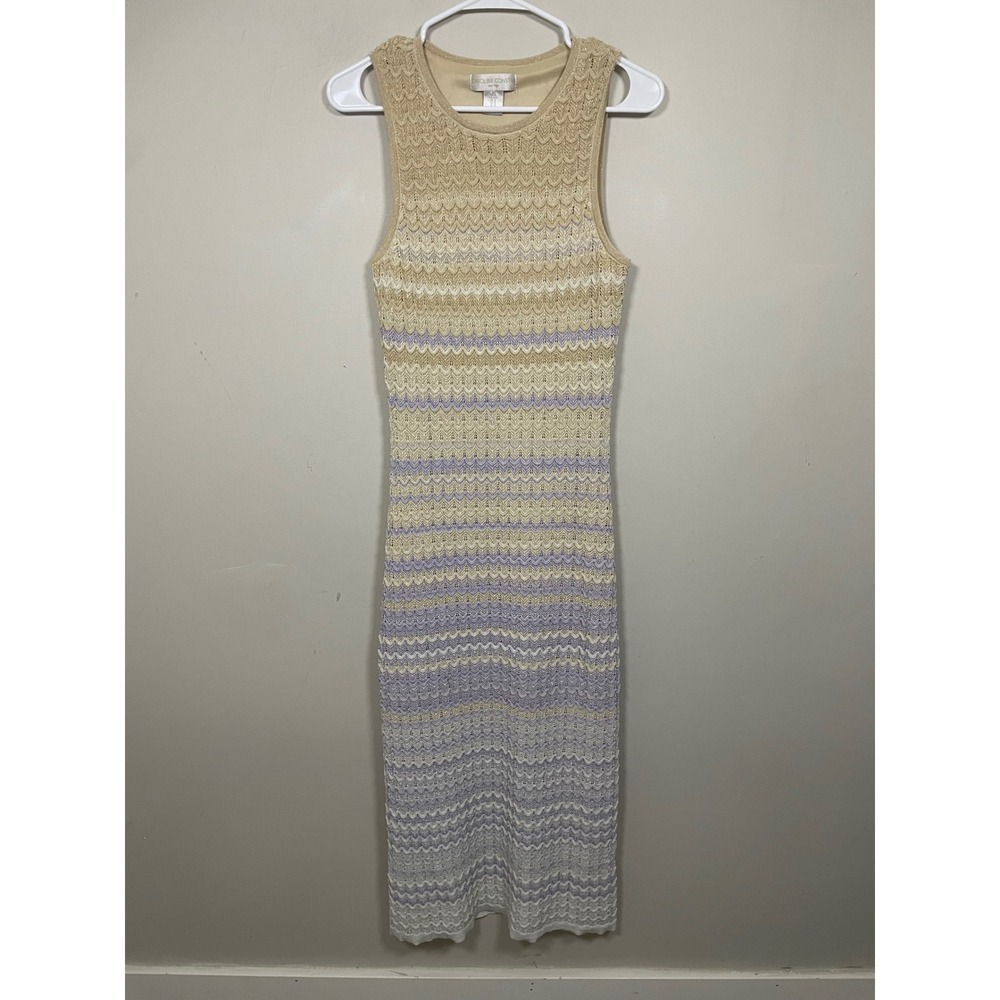 Caroline Constas‎ Metallic Chevron Knit Ombré Maxi Dress Size Medium Beach Boho